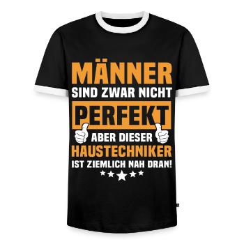 Dictons amusants de technicien de maison - T-shirt contrasté Homme - noir/blanc - Devant - AI Model Female 172 light (172cm) & AI Model Male 178 light (178cm)
