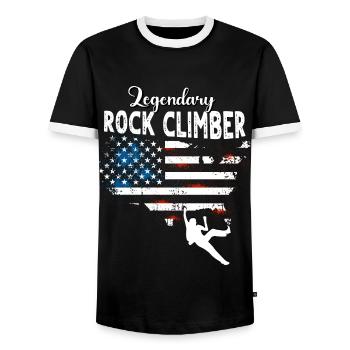 Climbers US - Men's Ringer Shirt - black/white - Front - AI Model Female 172 light (172cm) & AI Model Male 178 light (178cm)