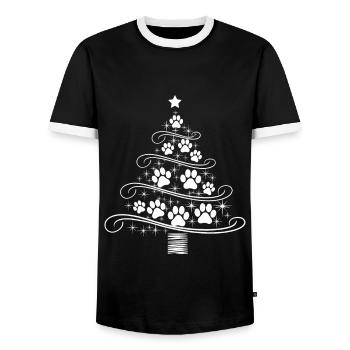 arbre de Noël patte patte impression chien chat wau - T-shirt contrasté Homme - noir/blanc - Devant - AI Model Female 172 light (172cm) & AI Model Male 178 light (178cm)