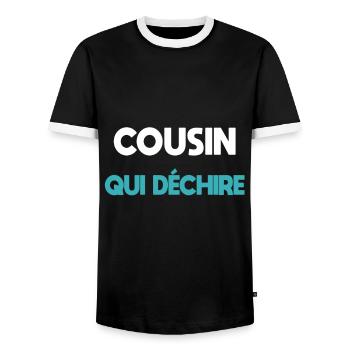 Cousine reißt Cousine Geschenk - Männer Kontrast-T-Shirt - Schwarz/Weiß - Vorne - AI Model Female 172 light (172cm) & AI Model Male 178 light (178cm)