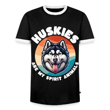 Schlittenhund Sprüche Husky - Männer Kontrast-T-Shirt - Schwarz/Weiß - Vorne - AI Model Female 172 light (172cm) & AI Model Male 178 light (178cm)