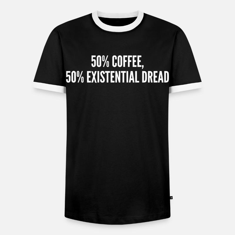 50% coffee 50% existential dread - Men's Ringer Shirt - black/white