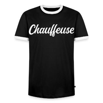 Chauffeuse Routière Camion Bus Transport Pro - T-shirt contrasté Homme - noir/blanc - Devant - AI Model Female 172 light (172cm) & AI Model Male 178 light (178cm)