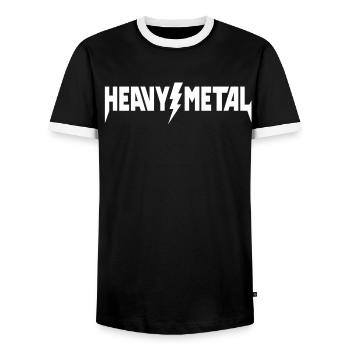 Heavy Metal Logo - Men's Ringer Shirt - black/white - Front - AI Model Female 172 light (172cm) & AI Model Male 178 light (178cm)