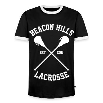 Beacon Hills Grafik - Männer Kontrast-T-Shirt - Schwarz/Weiß - Vorne - AI Model Female 172 light (172cm) & AI Model Male 178 light (178cm)