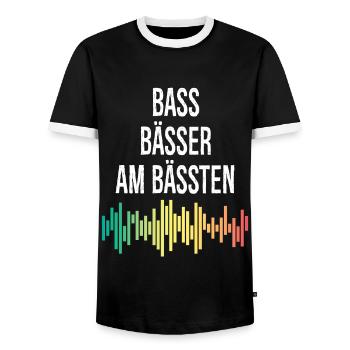Techno - Männer Kontrast-T-Shirt - Schwarz/Weiß - Vorne - AI Model Female 172 light (172cm) & AI Model Male 178 light (178cm)