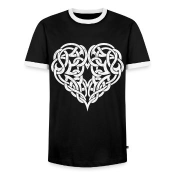 Celtic Heart - Men's Ringer Shirt - black/white - Front - AI Model Female 172 light (172cm) & AI Model Male 178 light (178cm)