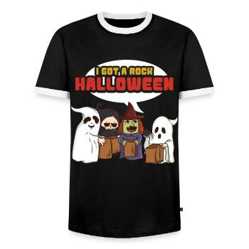 I have a rock Halloween - Men's Ringer Shirt - black/white - Front - AI Model Female 172 light (172cm) & AI Model Male 178 light (178cm)