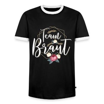 Team Braut - Junggesellinnenabschied Crew Blumen - Männer Kontrast-T-Shirt - Schwarz/Weiß - Vorne - AI Model Female 172 light (172cm) & AI Model Male 178 light (178cm)