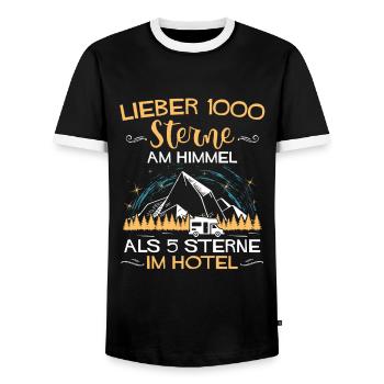 Lieber 1000 Sterne am Himmel als.. Camping Camper - Männer Kontrast-T-Shirt - Schwarz/Weiß - Vorne - AI Model Female 172 light (172cm) & AI Model Male 178 light (178cm)
