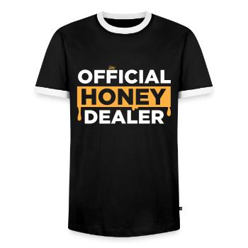 Official Honey Dealer - Beekeeper Honey Beekeeping - Men's Ringer Shirt - black/white - Front - AI Model Female 172 light (172cm) & AI Model Male 178 light (178cm)
