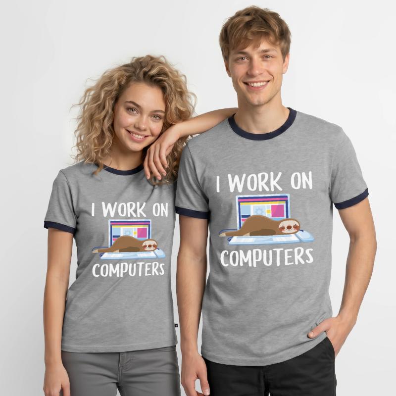I work on computers Computer Programer Geschen Men's Ringer Shirt