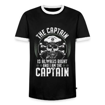 Kapitän Skipper Segeln Yacht Segler Boot Segelboot - Männer Kontrast-T-Shirt - Schwarz/Weiß - Vorne - AI Model Female 172 light (172cm) & AI Model Male 178 light (178cm)