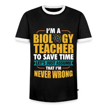 Biology teacher teacher biology gift - Men's Ringer Shirt - black/white - Front - AI Model Female 172 light (172cm) & AI Model Male 178 light (178cm)