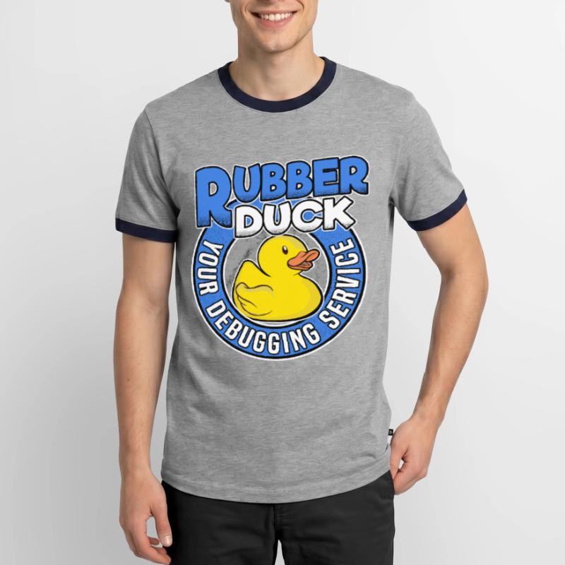 Funny Rubber Duck Debugging Service Coder Gift Men's Ringer Shirt