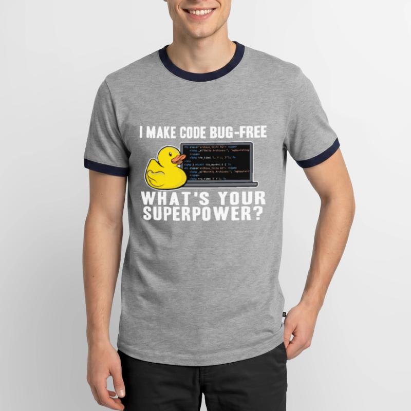 Programmeurs Canard Programmation Debugging Drôle T-shirt contrasté Homme