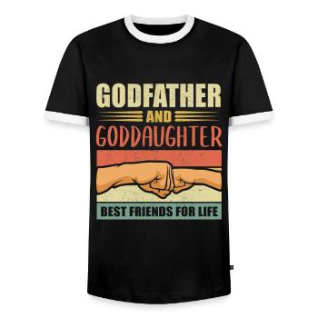Godfather gift goddaughter godfather godchild - Men's Ringer Shirt - black/white - Front - AI Model Female 172 light (172cm) & AI Model Male 178 light (178cm)