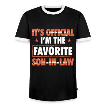 Schwiegersohn Geschenk Lustig Geburtstag Geschenke - Männer Kontrast-T-Shirt - Schwarz/Weiß - Vorne - AI Model Female 172 light (172cm) & AI Model Male 178 light (178cm)