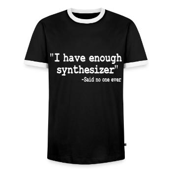 Funny I Have Enough Synthesizer Modular Analog - Men's Ringer Shirt - black/white - Front - AI Model Female 172 light (172cm) & AI Model Male 178 light (178cm)