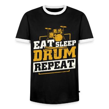 Batteur batteur cadeau batterie batteur - T-shirt contrasté Homme - noir/blanc - Devant - AI Model Female 172 light (172cm) & AI Model Male 178 light (178cm)