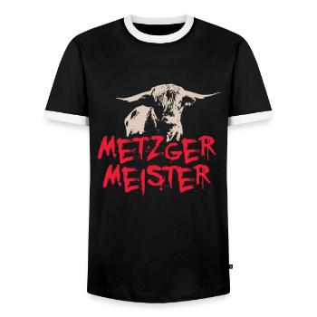 Maître boucher Examen de maître boucher cadeau - T-shirt contrasté Homme - noir/blanc - Devant - AI Model Female 172 light (172cm) & AI Model Male 178 light (178cm)