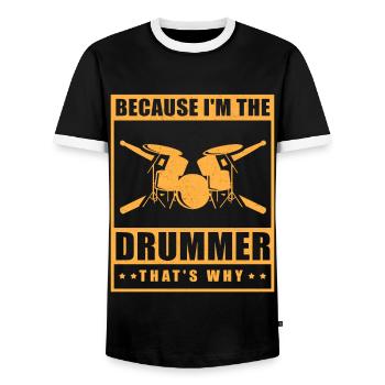Drummer percussion gift drummer drummer - Men's Ringer Shirt - black/white - Front - AI Model Female 172 light (172cm) & AI Model Male 178 light (178cm)