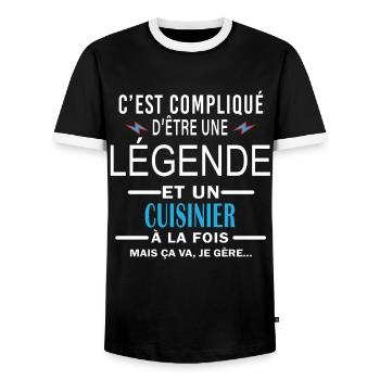 Légende Et CUISINIER - T-shirt contrasté Homme - noir/blanc - Devant - AI Model Female 172 light (172cm) & AI Model Male 178 light (178cm)