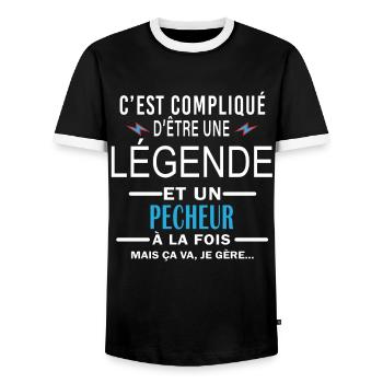 Légende Et PECHEUR - T-shirt contrasté Homme - noir/blanc - Devant - AI Model Female 172 light (172cm) & AI Model Male 178 light (178cm)