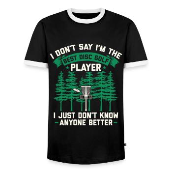 Disc Golf Discgolf | Discgolf joueur cadeau - T-shirt contrasté Homme - noir/blanc - Devant - AI Model Female 172 light (172cm) & AI Model Male 178 light (178cm)