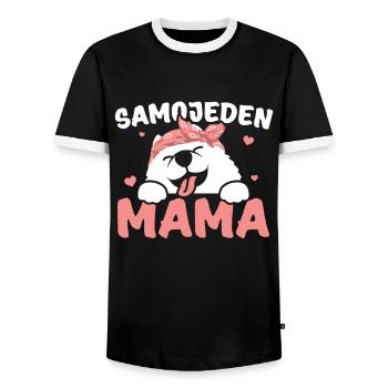 Samojeden Mama Samojede Samojedenhund cadeau - T-shirt contrasté Homme - noir/blanc - Devant - AI Model Female 172 light (172cm) & AI Model Male 178 light (178cm)