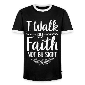 Christian Jesus | Bible God Faith Gift - Men's Ringer Shirt - black/white - Front - AI Model Female 172 light (172cm) & AI Model Male 178 light (178cm)