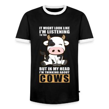Cows cow cow pattern cattle cow lover gift - Men's Ringer Shirt - black/white - Front - AI Model Female 172 light (172cm) & AI Model Male 178 light (178cm)