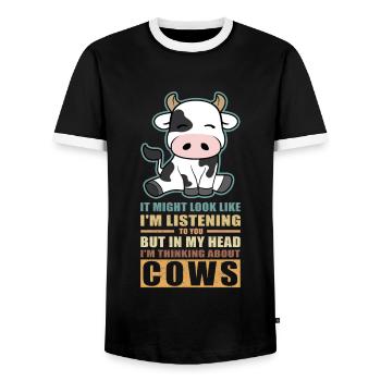 Vache vache | Vaches vaches de vaches amoureux de vaches - T-shirt contrasté Homme - noir/blanc - Devant - AI Model Female 172 light (172cm) & AI Model Male 178 light (178cm)