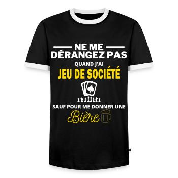 jeu de société et bière humour alcool - T-shirt contrasté Homme - noir/blanc - Devant - AI Model Female 172 light (172cm) & AI Model Male 178 light (178cm)