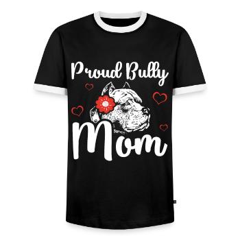 Bully Mom American Bully propriétaire de chien cadeau - T-shirt contrasté Homme - noir/blanc - Devant - AI Model Female 172 light (172cm) & AI Model Male 178 light (178cm)