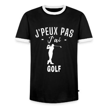 je peux pas j ai golf humour golf - T-shirt contrasté Homme - noir/blanc - Devant - AI Model Female 172 light (172cm) & AI Model Male 178 light (178cm)