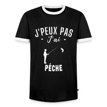 je peux pas j ai pêche humour pêche - T-shirt contrasté Homme - noir/blanc - Devant - AI Model Female 172 light (172cm) & AI Model Male 178 light (178cm)