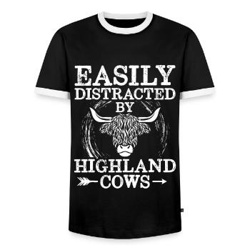 Highlands écossais Highlands Cattle Cadeau - T-shirt contrasté Homme - noir/blanc - Devant - AI Model Female 172 light (172cm) & AI Model Male 178 light (178cm)