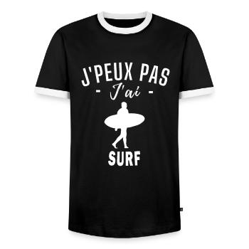 je peux pas j ai surf humour surf - T-shirt contrasté Homme - noir/blanc - Devant - AI Model Female 172 light (172cm) & AI Model Male 178 light (178cm)