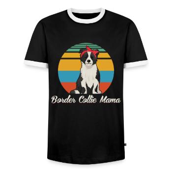 Cadeau de colley de propriétaire de chien de maman de border collie - T-shirt contrasté Homme - noir/blanc - Devant - AI Model Female 172 light (172cm) & AI Model Male 178 light (178cm)
