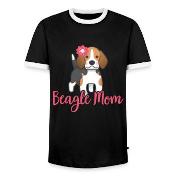 Beagle Mom dog owner mistress gift - Men's Ringer Shirt - black/white - Front - AI Model Female 172 light (172cm) & AI Model Male 178 light (178cm)