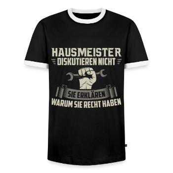 Hausmeister Hauswart Facility-Manager Geschenk - Männer Kontrast-T-Shirt - Schwarz/Weiß - Vorne - AI Model Female 172 light (172cm) & AI Model Male 178 light (178cm)
