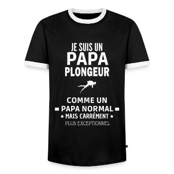 je suis un papa Plongeur exceptionnel - T-shirt contrasté Homme - noir/blanc - Devant - AI Model Female 172 light (172cm) & AI Model Male 178 light (178cm)