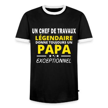 CHEF DE TRAVAUX légendaire drôle papa exceptionnel - T-shirt contrasté Homme - noir/blanc - Devant - AI Model Female 172 light (172cm) & AI Model Male 178 light (178cm)