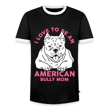American Bully maman propriétaire de chien chien cadeau - T-shirt contrasté Homme - noir/blanc - Devant - AI Model Female 172 light (172cm) & AI Model Male 178 light (178cm)