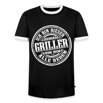 Grill Legende Grillmeister Grillen BBQ Griller - Männer Kontrast-T-Shirt - Schwarz/Weiß - Vorne - AI Model Female 172 light (172cm) & AI Model Male 178 light (178cm)