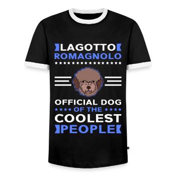 Lagotto Romagnolo Dog Owner Gift - Men's Ringer Shirt - black/white - Front - AI Model Female 172 light (172cm) & AI Model Male 178 light (178cm)