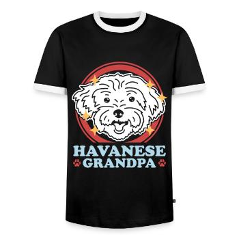 Havanese Grandpa Dogs Dog Owner Gift - Men's Ringer Shirt - black/white - Front - AI Model Female 172 light (172cm) & AI Model Male 178 light (178cm)