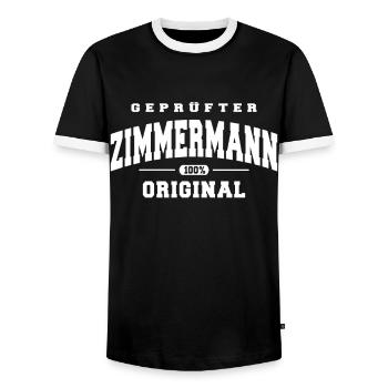 Zimmermann Original Handwerker Zimmerer - Männer Kontrast-T-Shirt - Schwarz/Weiß - Vorne - AI Model Female 172 light (172cm) & AI Model Male 178 light (178cm)