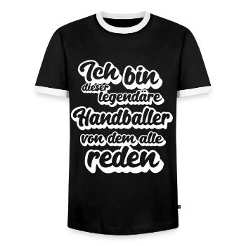 Handball Legende Handballspieler Lustig Handball - Männer Kontrast-T-Shirt - Schwarz/Weiß - Vorne - AI Model Female 172 light (172cm) & AI Model Male 178 light (178cm)